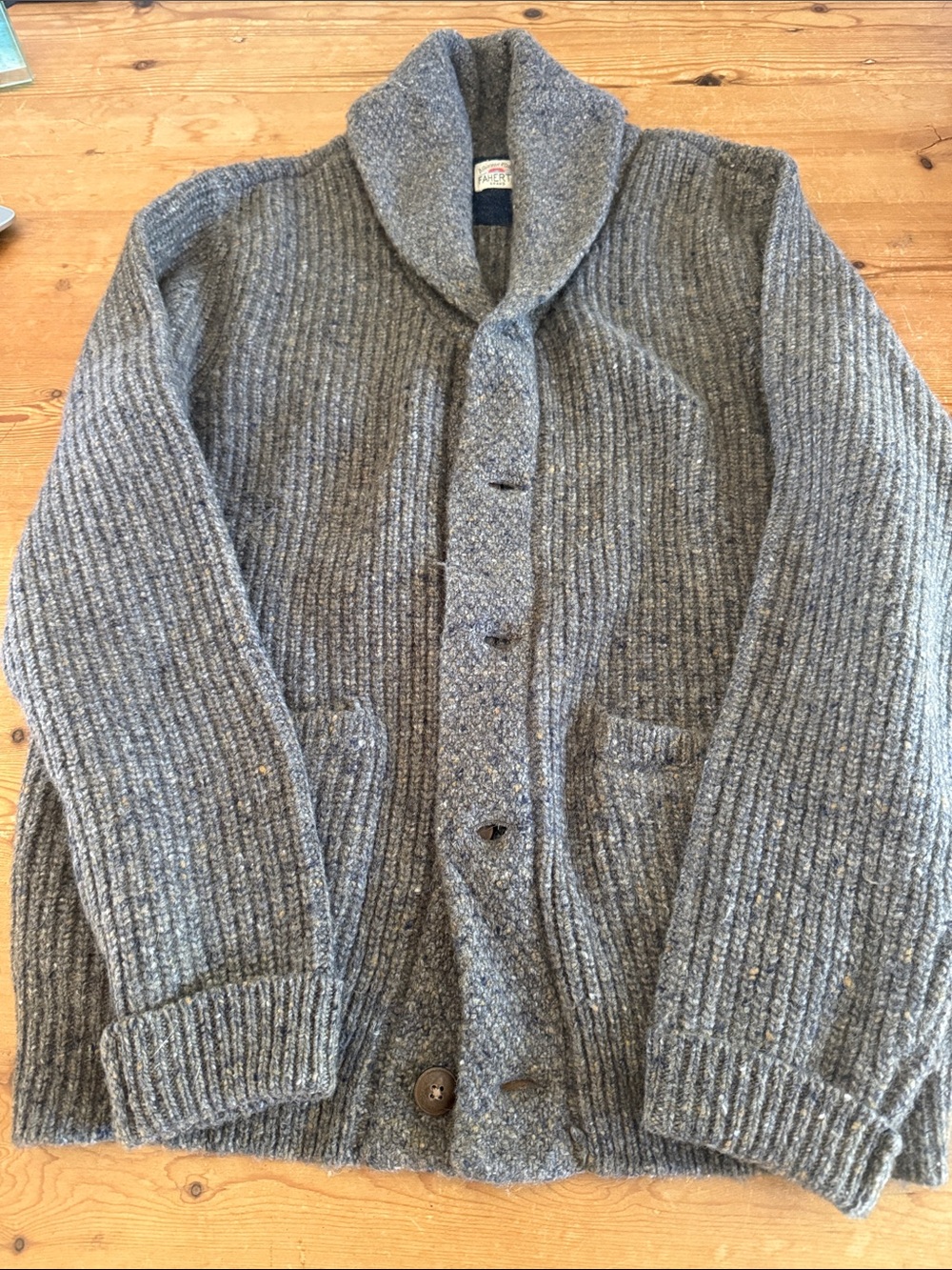 Faherty Men's Shawl Collar Button-Up Cardigan - Heather Gray